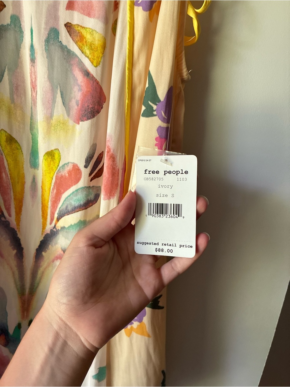 Free People Ivory Watercolor Floral top/Dress - Picture 3 of 3